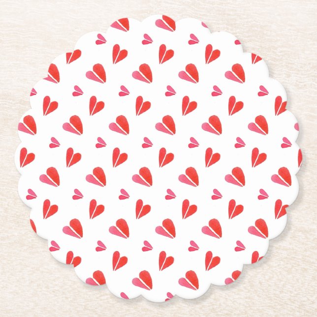 MINI HEARTS Scalloped Round Paper Coasters (Front)