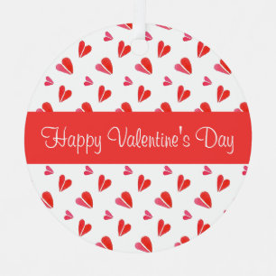 MINI HEARTS Valentine Metal Circle Ornament Red