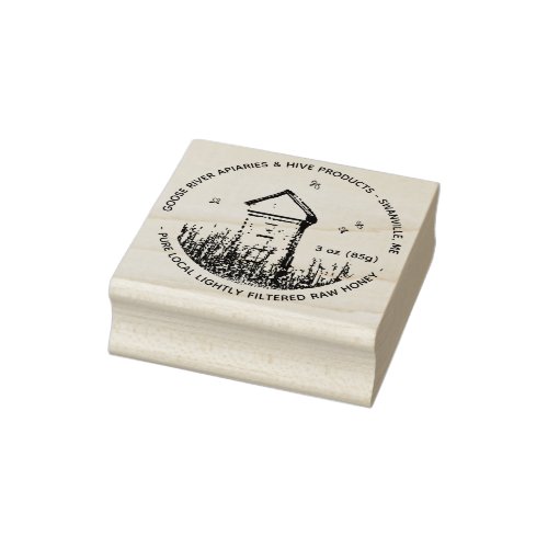 Mini Honey Label Rubber Stamp with Hive and Bees