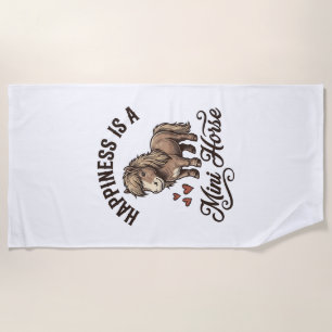 Mini Horse Vintage Engraving Cute Pony Shirt Desig Beach Towel