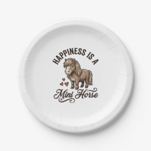 Mini Horse Vintage Engraving Cute Pony Shirt Desig Paper Plates