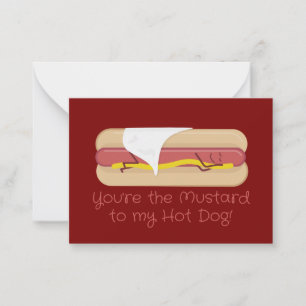 Mini Hot Dog Valentine Card Dark Red