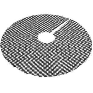 Mini Houndstooth Pattern Black and White Brushed Polyester Tree Skirt