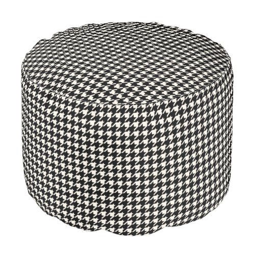 Mini Houndstooth Pattern Black and White Pouf