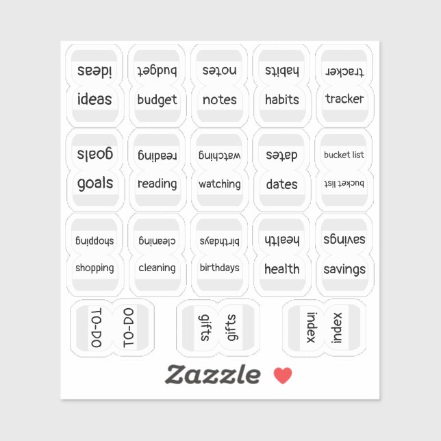 Mini Index Tabs Bujo Functional Planner Labels (Sheet)