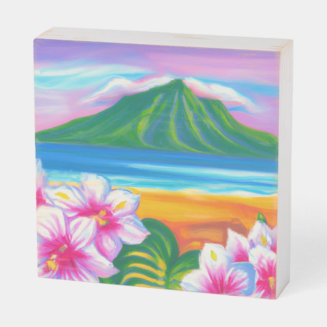 Mini island wood art 8x8 wooden box sign (Angled Horizontal)