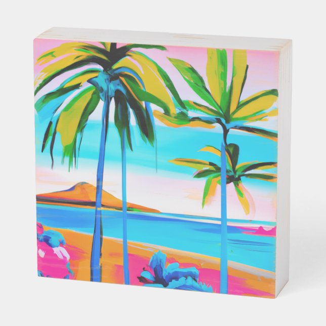 Mini island wood art 8x8 wooden box sign (Angled Horizontal)