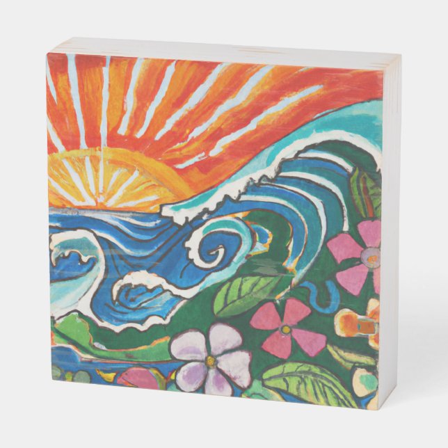 Mini island wood art 8x8 wooden box sign (Angled Horizontal)