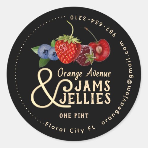 Mini Jam and Jelly Colorful Fruits  Classic Round Sticker