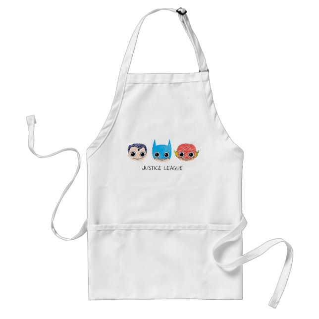 Mini Justice League Heads Sketch Adult Apron (Front)