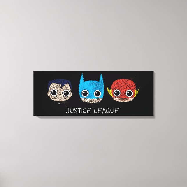 Mini Justice League Heads Sketch Canvas Print (Front)