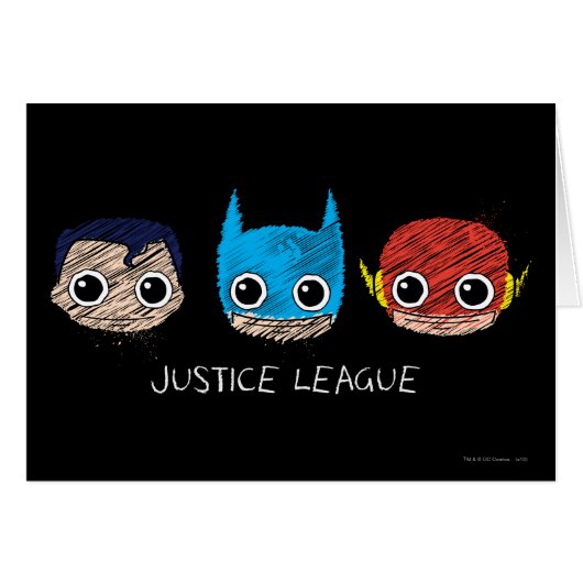 Mini Justice League Heads Sketch Cards (Front Horizontal)