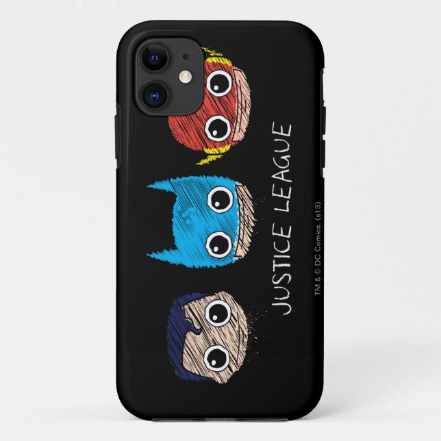 Mini Justice League Heads Sketch Case-Mate iPhone Case (Back)