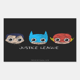 Mini Justice League Heads Sketch Rectangular Sticker