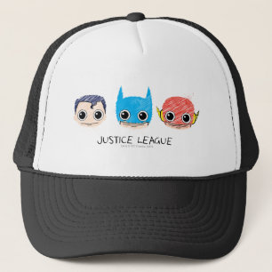 Mini Justice League Heads Sketch Trucker Hat