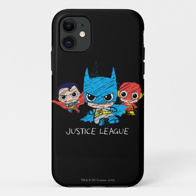 Mini Justice League Sketch Case-Mate iPhone Case (Back)