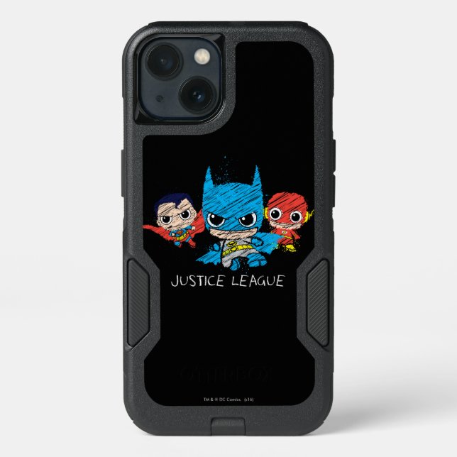 Mini Justice League Sketch Otterbox iPhone Case (Back)