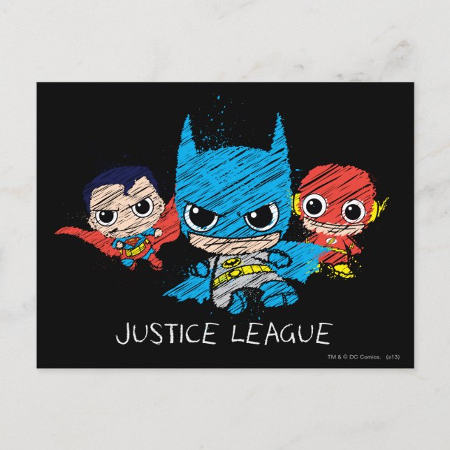 Mini Justice League Sketch Postcard (Front)
