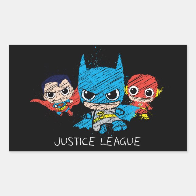 Mini Justice League Sketch Rectangular Sticker (Front)