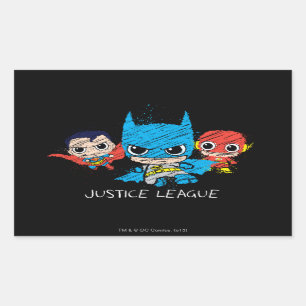 Mini Justice League Sketch Rectangular Sticker
