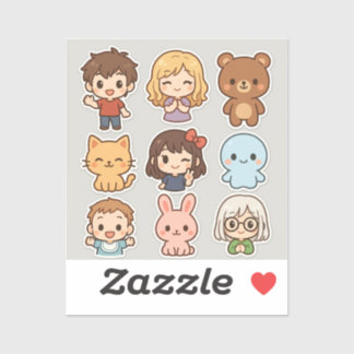 Mini Kawaii Chibi Sticker Sheet – Kids & Animals