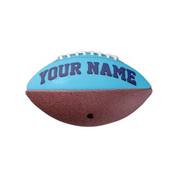 Mini Light Blue And Navy Personalized Football by MINI_FOOTBALLS at Zazzle
