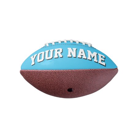 Mini Light Blue And White Personalized Football