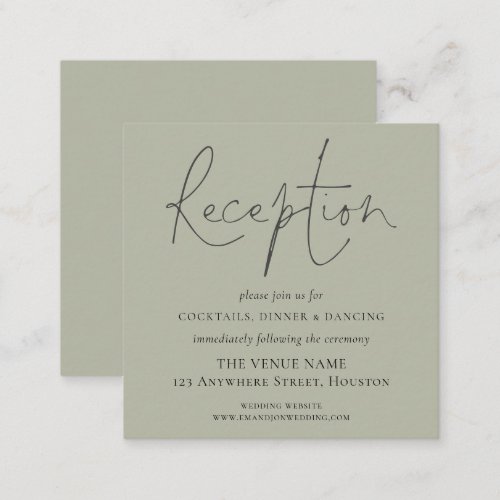 MINI Light Sage Wedding Reception Details Enclosure Card