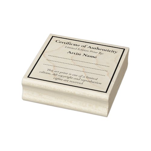 Mini Limited Edition Art Certificate Authenticity Rubber Stamp