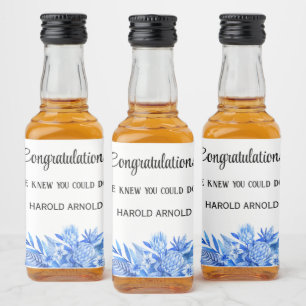 Mini Liquor Bottle Congratulations Cobalt Blue 10 Liquor Bottle Label