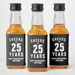 Mini Liquor Bottle Labels for 25th Anniversary