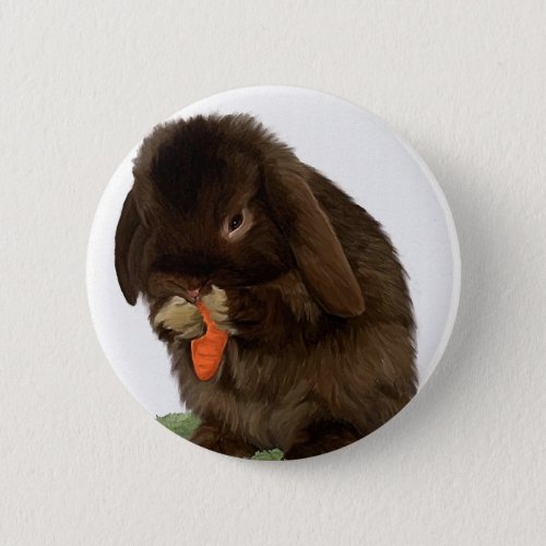 Mini Lop Bunny and carrot Button