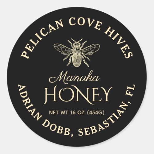 Mini Manuka Honey Jar Lid Label Black 