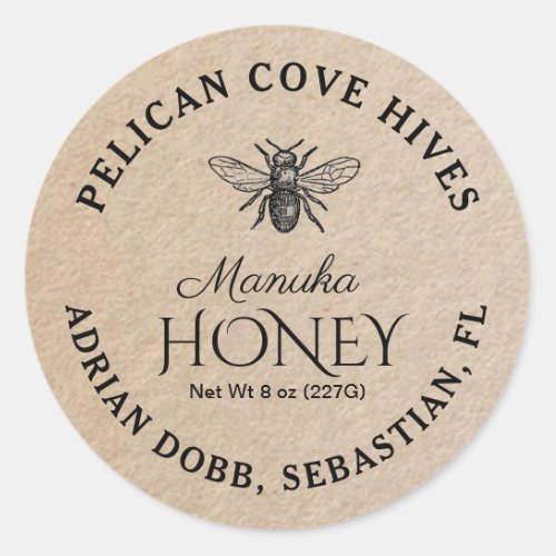 Mini Manuka Honey Jar Lid Label Kraft