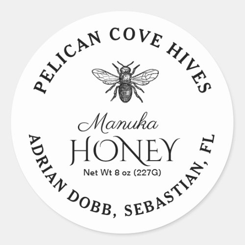 Mini Manuka Honey Jar Lid Label White