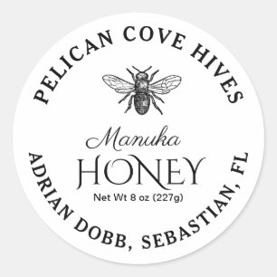 Mini Manuka Honey Jar Lid Label White