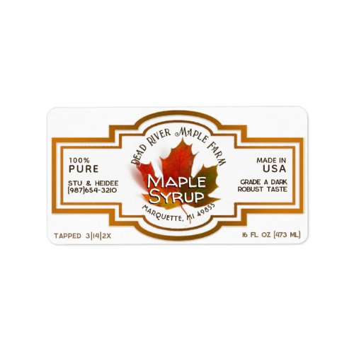 Mini Maple Syrup Colorful Leaf Vintage Border  Label