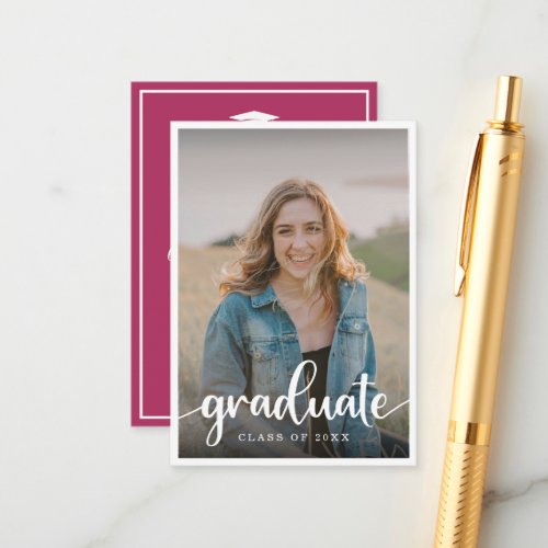 Mini Maroon Photo Graduation  Invitation