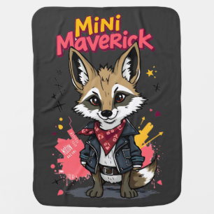 Mini Maverick Cool Rebel Coyote Playground Punk  Baby Blanket