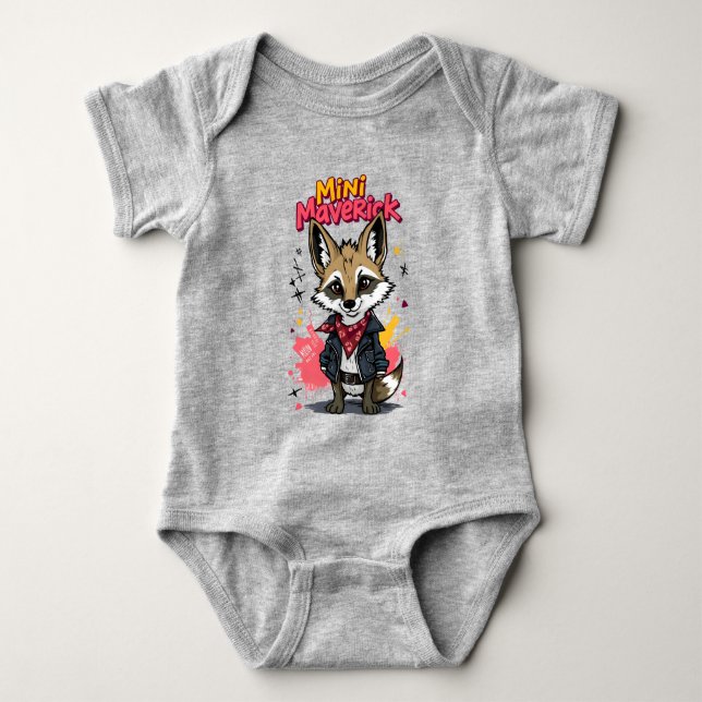 Mini Maverick Cool Rebel Coyote Playground Punk  Baby Bodysuit (Front)