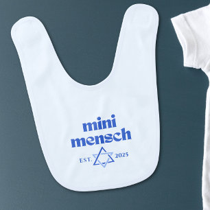 "Mini Mensch" Cute Funny Jewish Boy Modern Stylish Baby Bib