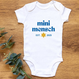 "Mini Mensch" Cute Funny Jewish Boy Modern Stylish Baby Bodysuit