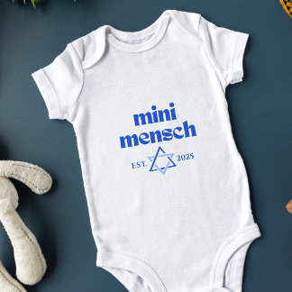 "Mini Mensch" Cute Funny Jewish Boy Modern Stylish Baby Bodysuit