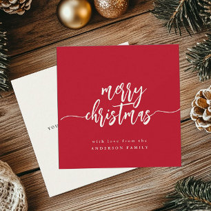 Mini Merry Christmas Modern Elegant Script Red Note Card