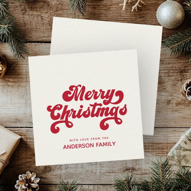 Mini Merry Christmas Modern Minimalist Holiday Note Card (Creator Uploaded)