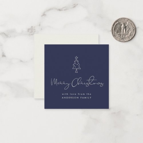 Mini Merry Christmas Tree Modern Holiday Navy Note Card