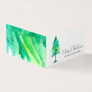 MINI- Merry Christmas, Watercolor Pinetree, Script