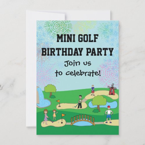 Mini Miniature Golf Birthday Party Invitations