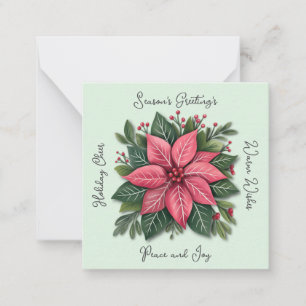 Mini Mint Green Poinsettia Christmas Note Card