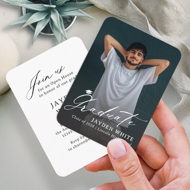 Mini Modern Brush Script Photo Graduation Invite (Mini Modern Brush Script Photo Graduation Invite)